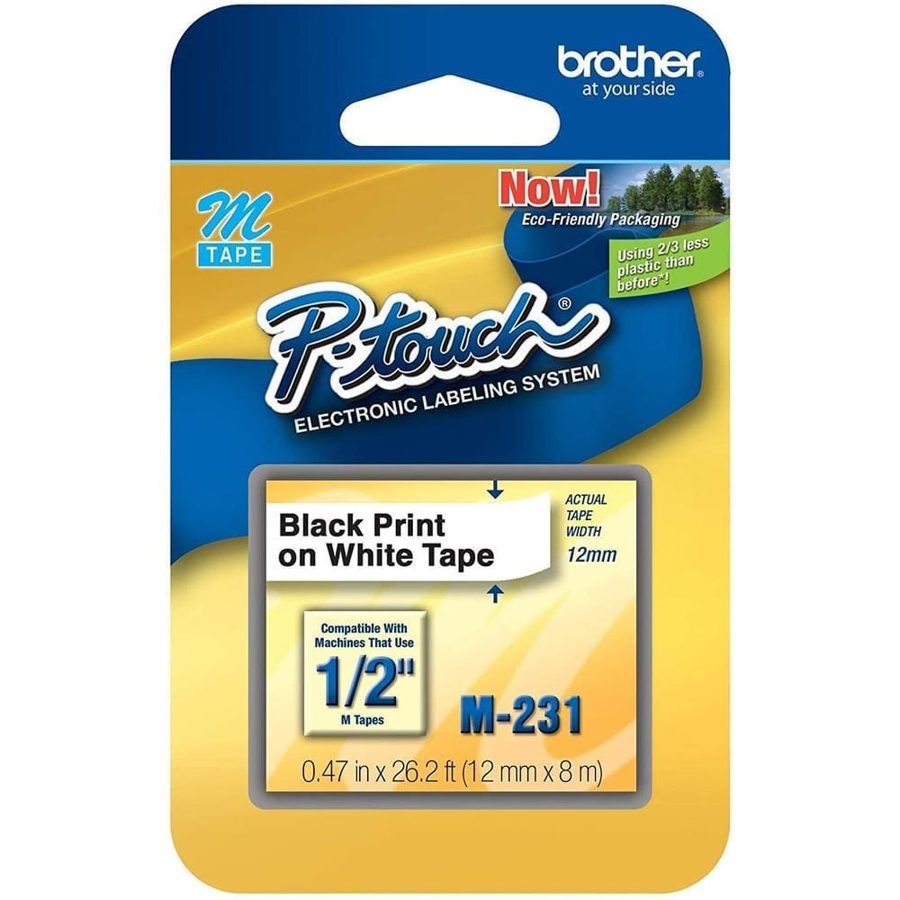 FITA ROTULADORA (BROTHER) M231 12 MM PTO SOBRE BRANCO