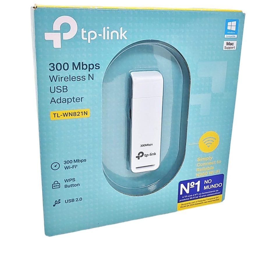 ADAPTADOR (TP-LINK-BR) TL-WN821N (USB) 300MBPS 6.0/30